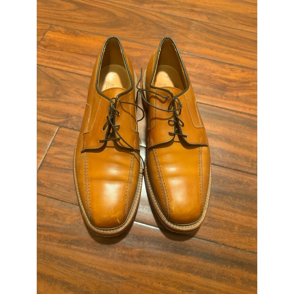 Allen Edmonds Hillcrest Tan Leather Bicycle Toe Derby Dress Shoes Mens 10.5 D